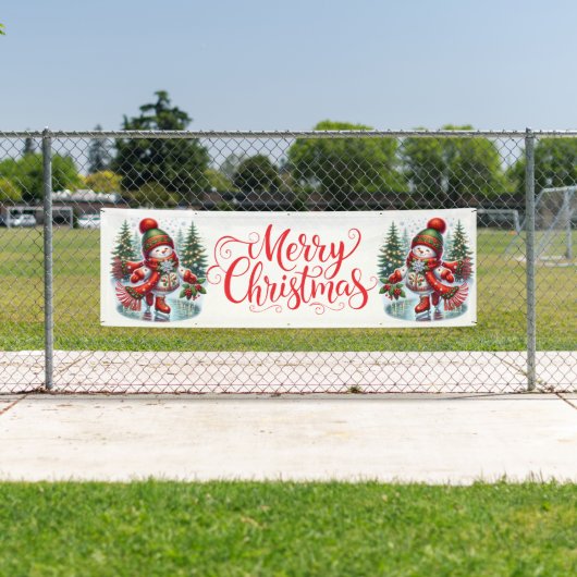 Indoor Outdoor Custom Banner-Merry Christmas Banner (Insitu)