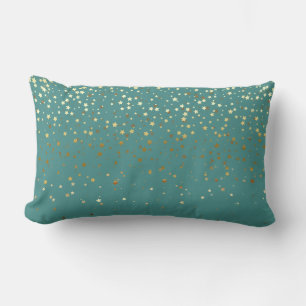 Indoor Petite Golden Stars Lumbar Kissen Aquamarin