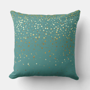 Indoor Petite Golden Stars Piazza Aquamarin Kissen