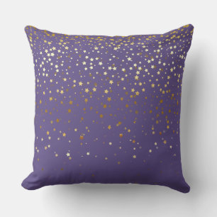 Indoor Petite Golden Stars Platz Pillow-Amethyst Kissen