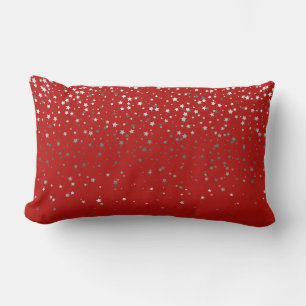 Indoor Petite Silver Stars Lumbar Pillow Red Lendenkissen