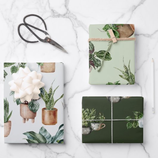 Indoor Plants Wrapping Paper Geschenkpapier Set (Vorderseite)