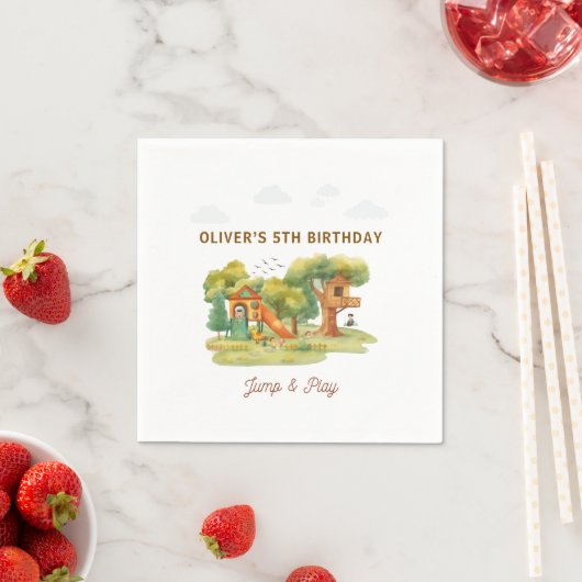 Indoor playground birthday party serviette (Beispiel)