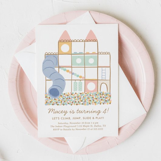 Indoor Playground Girl Birthday Einladung