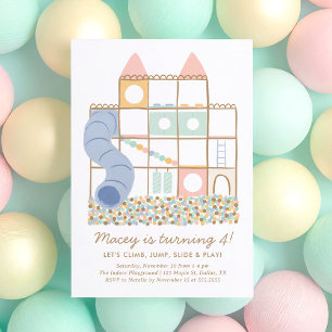 Indoor Playground Girl Birthday Einladung