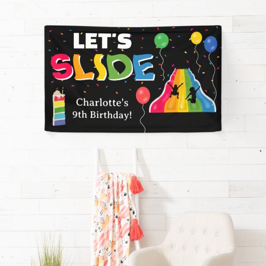 Indoor Slide Park Kids Playground Birthday Party Banner (Insitu)
