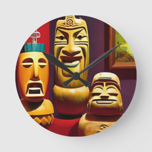 Indoor Tiki Life Ken Gage Art Runde Wanduhr