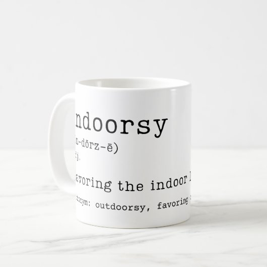 Indoorsy Introvert Geschenk Kaffeetasse (Vorderseite Links)
