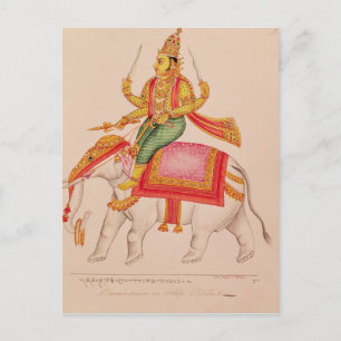 Indra, Gott der Stürme, reitet auf einem Elefanten Postkarte