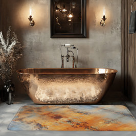 Industrial Abstrakt Terra Cotta Blue Gray Badematte