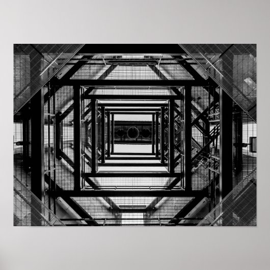 Industrial Architecture Symmetry Black and White Poster (Vorne)