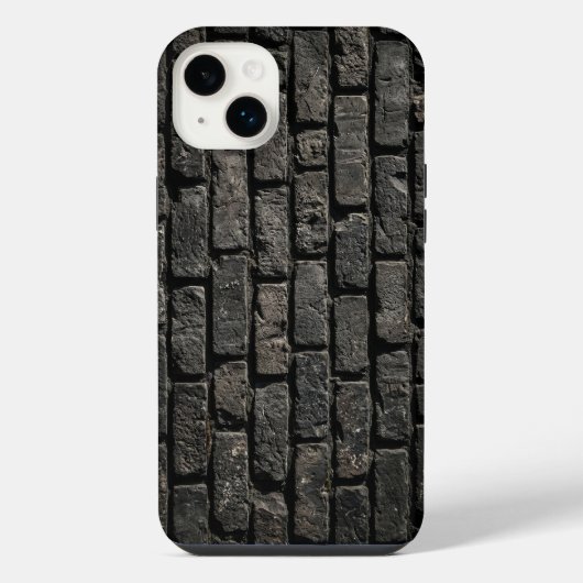 Industrial Black Brick Wall Texture iPhone Case Hülle (Rückseite)