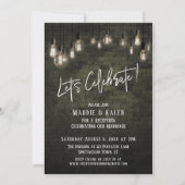 Industrial Brick & Edison Lights Feiern Einladung (Vorderseite)