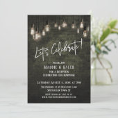 Industrial Brick & Edison Lights Feiern Einladung (Stehend Vorderseite)