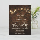 Industrial Brick Edison Lights Typografy Wedding Einladung (Stehend Vorderseite)
