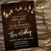 Industrial Brick Edison Lights Typografy Wedding Einladung
