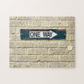 Industrial Brick Wall One Way Arrow Sign Puzzle (Horizontal)