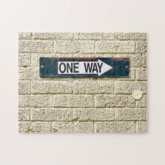 Industrial Brick Wall One Way Arrow Sign Puzzle (Horizontal)