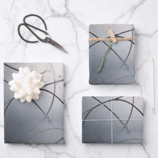 Industrial Brushed Metal Texture with Scratches Geschenkpapier Set