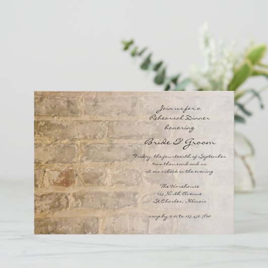Industrial Chic Bricks Fade Probe Dinner Einladung (Stehend Vorderseite)