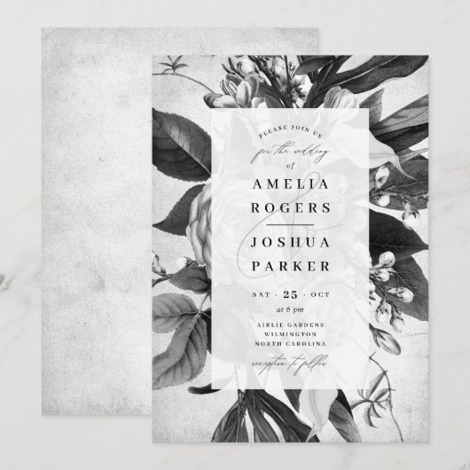 Industrial Chic Elegante Blumenhochzeit Einladung (Vorne/Hinten)