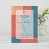 Industrial Chic Toskana Monogram Abstrakte Hochzei Einladung (Stehend Vorderseite)