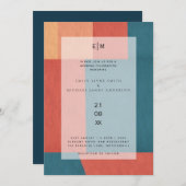 Industrial Chic Toskana Monogram Abstrakte Hochzei Einladung (Vorne/Hinten)