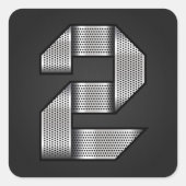 Industrial Chrome Nummer 2 Bold Metallic Quadratischer Aufkleber (Vorderseite)
