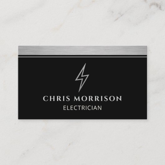 Industrial Electrician Metallic QR Code Visitenkarte (Vorderseite)