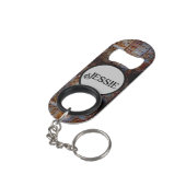 Industrial Grunge Personalize Name Geschenk Mini Flaschenöffner (Rückseite Schrägansicht)