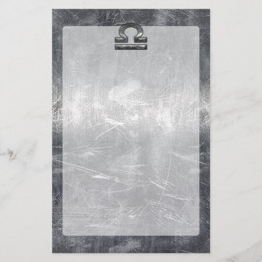 Industrial Libra Zodiac Sign in Silver Steel Briefpapier (Vorderseite)