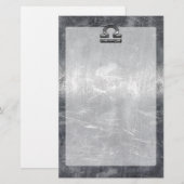 Industrial Libra Zodiac Sign in Silver Steel Briefpapier (Vorne/Hinten)