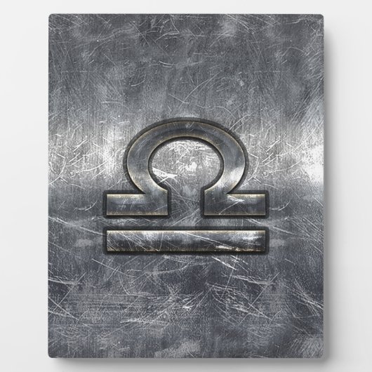 Industrial Libra Zodiac Sign in Silver Steel Fotoplatte (Vorderseite)