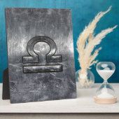 Industrial Libra Zodiac Sign in Silver Steel Fotoplatte (Seite)