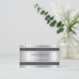 Industrial Mesh Stripe Metallic Stainless Steel Visitenkarte