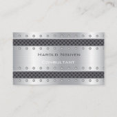 Industrial Mesh Stripe Metallic Stainless Steel Visitenkarte (Vorderseite)