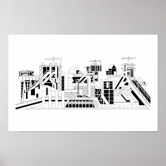 Industrial Metallurgical Combine Silhouette Poster (Vorne)