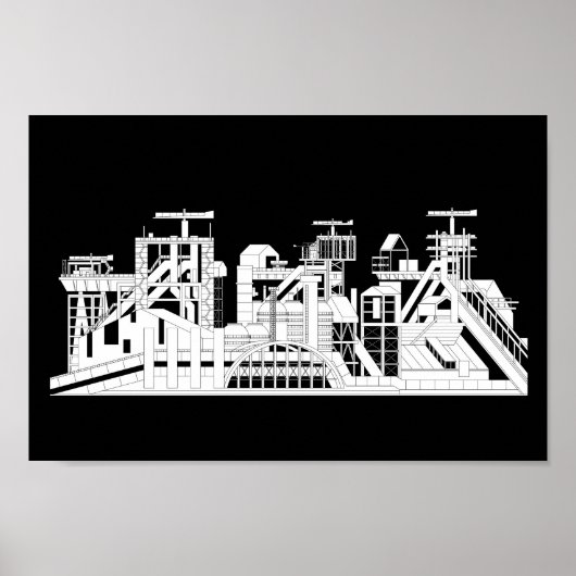 Industrial Metallurgical Combine Silhouette Poster (Vorne)