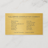 Industrial Navy Blue & Gold Building Construction Visitenkarte (Rückseite)