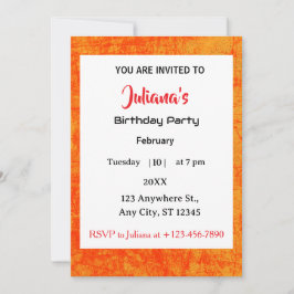 Industrial Orange Red Grungy Birthday Invitation Einladung