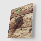 Industrial Rustic Wood Stripes Quadratische Wanduhr (Winkel)