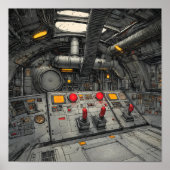 Industrial Sci-Fi: Metal Sentinel Control Room Art Poster (Vorne)