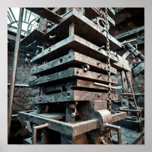 Industrial Sculpture: Layered Perspective of Clock Poster (Vorne)