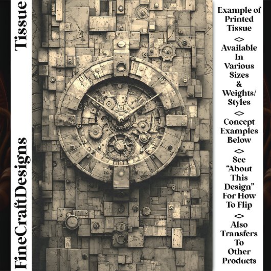 Industrial Sepia Steampunk Clock CZ1S Decoupage Seidenpapier