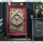 Industrial Sepia Steampunk Clock CZ1S Decoupage Seidenpapier