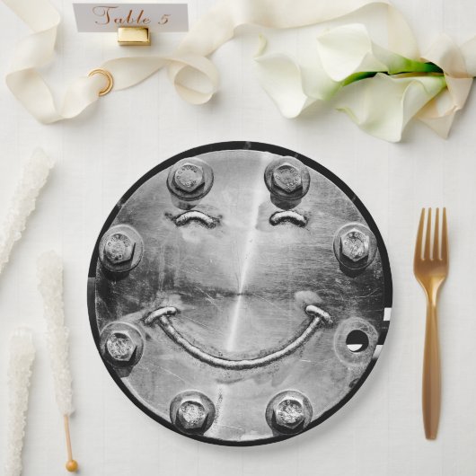 INDUSTRIAL SMILEY FACE Paper Plate Pappteller (Hochzeit)