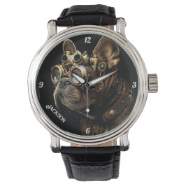 Industrial Steampunk French Bulldog Armbanduhr