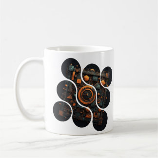 Industrial Steampunk Mosaic: Orange & Steel Geomet Kaffeetasse