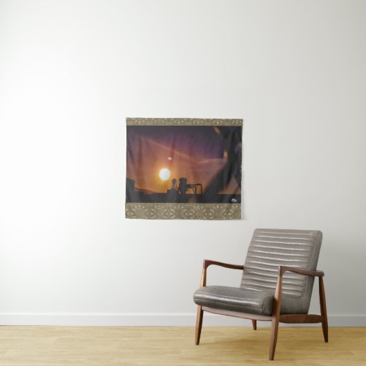 Industrial Sunrise in Welshpool, Wales Wandteppich (Beispiel (Horizontal))