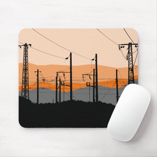 Industrial Sunset Power Lines Mousepad (Mit Mouse)